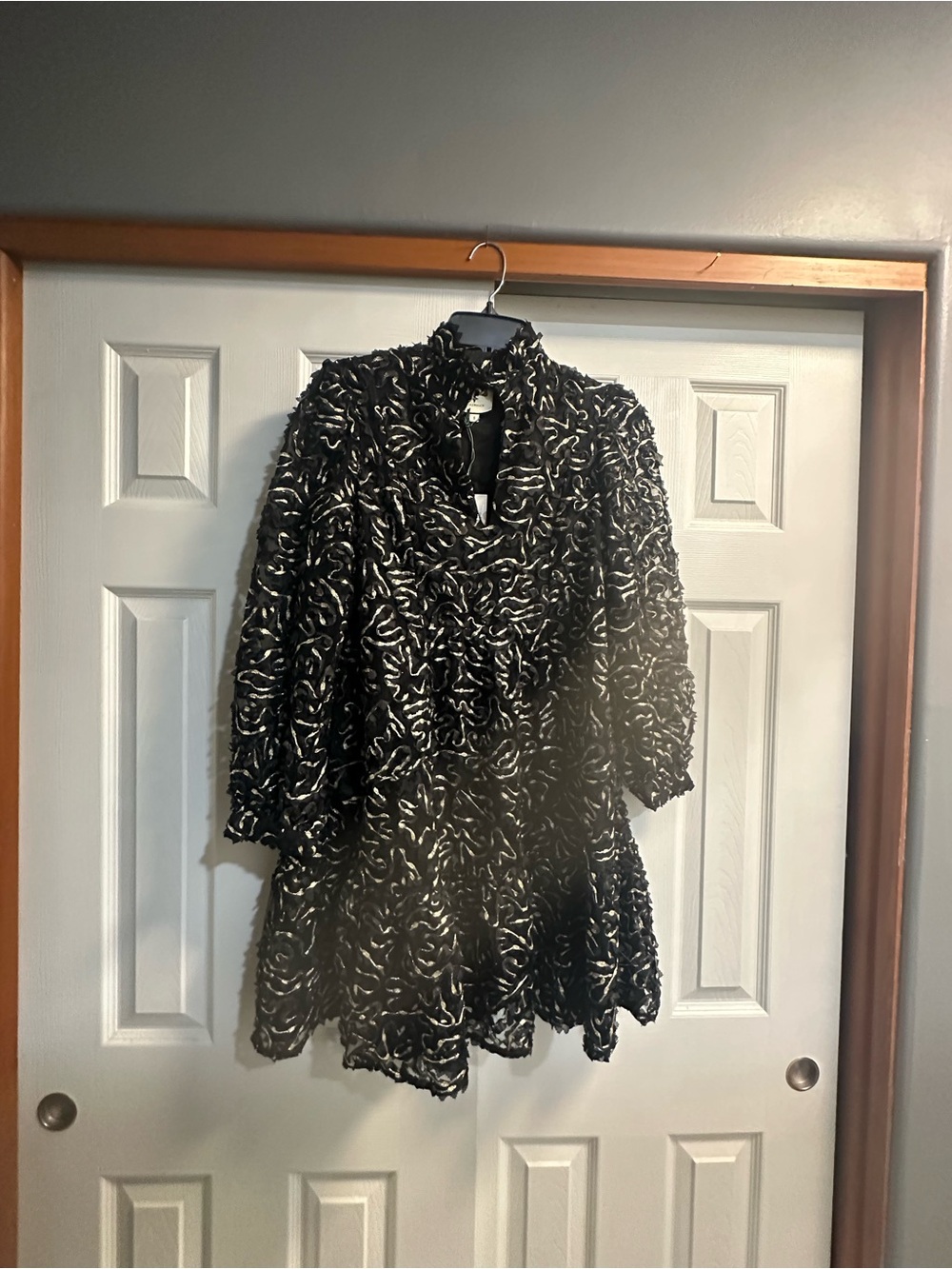 Tuckernuck Black and White Textured Ruffle Mini Dress